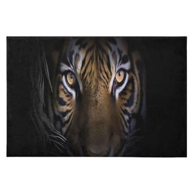 Imagem de Wassud Tapete de porta de cabeça de tigre preto 61 x 89 cm, tapete de área lavável antiderrapante com suporte de borracha, tapete macio e macio para sala de estar, quarto, entrada, entrada