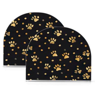 Imagem de Wassud Porta-guardanapos de acrílico com estampa de pata dourada, dispensador de guardanapos de papel moderno em forma de U para mesa, cozinha, sala de jantar, bancada 2 peças (comporta 50-60