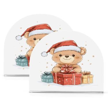 Imagem de Wassud Porta-guardanapos de acrílico de Natal com urso fofo, dispensador de guardanapos de papel moderno em forma de U para mesa, cozinha, sala de jantar, bancada 2 peças (comporta 50-60 guardanapos)