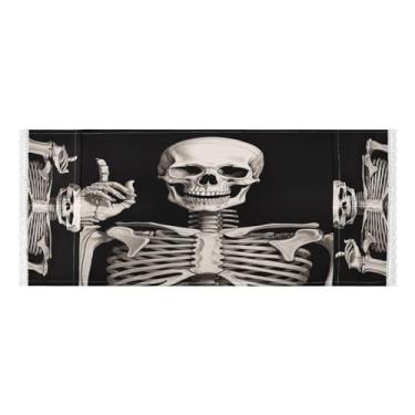 Imagem de Wassud Capas de lavadora e secadora Skull A Idea, protetor de lavadora com sacos de armazenamento, capa de geladeira à prova de poeira com bolsos para lavanderia doméstica, cozinha, 120 x 55 cm