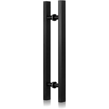 Imagem de Puxador de porta de vidro, barra deslizante de porta de celeiro em ouro rosa (preto 60 cm) (preto fosco 50 cm)