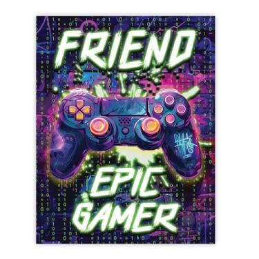 Imagem de Stuff4 Pôster de aniversário de amigo sem moldura - Epic Gamer - Presentes exclusivos de feliz aniversário para amigos de melhores amigos, decoração de aniversário de 20 x 25 cm