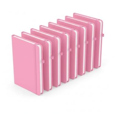 Imagem de Caderno de anotações com elástico no tamanho A5, suporte para caneta, capa dura em material sintético, miolo 80 folhas pautadas na cor bege. Caderno A5 Capa em PU (21x14,5) (10, Rosa)