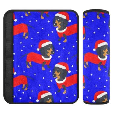 Imagem de Burbuja Capa para cinto de segurança de carro Christmas Dogs Protetor de cinto de segurança de carro macio confortável para alça de ombro de assento, 1 par pequeno