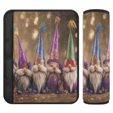 Imagem de Burbuja Capa para cinto de segurança de carro Mardi Gras Gnomos Protetor de cinto de segurança de carro macio confortável para alça de ombro de assento de carro, 1 par pequeno