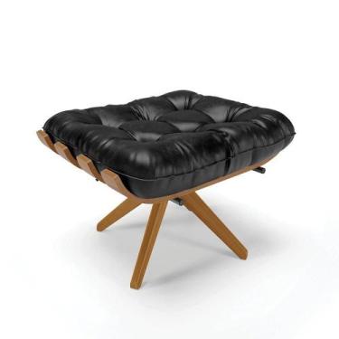 Imagem de Puff Giratório Costela Sintético Pu Preto Base De Madeira Ma30 M11 - D