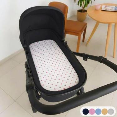Imagem de Colchonete para Carrinho Moisés Bebê Menino Menina Capa Removível Espu