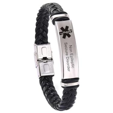 Imagem de LiFashion Pulseira de ataque não epiléptico masculino feminino de aço inoxidável trançado pulseira de alerta médico Sos ICE personalizado pulseira de identificação médica de emergência com cartão