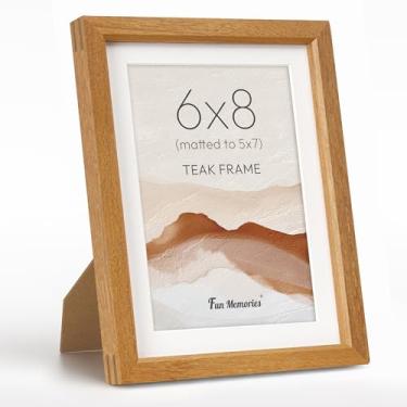 Imagem de Fun Memories Porta-retrato 15 x 20 cm, moldura de madeira de teca maciça natural com vidro temperado HD, moldura de madeira simples moderna 15 x 20 cm fosca para 13 x 17 cm, tela de parede ou mesa