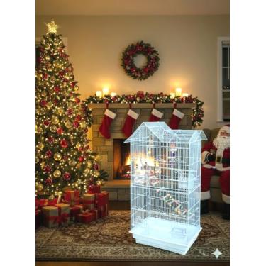 Imagem de Gaiola grande de teto duplo de 96 cm com brinquedos e escada de escalada para calopsitas, periquitos, periquitos, periquitos, periquitos, periquitos, periquitos, periquitos, periquitos, periquitos,