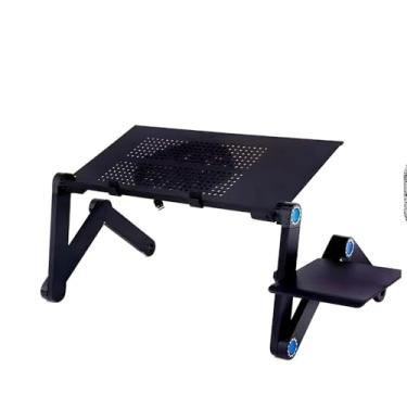 Imagem de Suporte de Mesa Portátil Dobrável para Notebook com 2 Coolers, Regulável, Preto, Polipropileno, até 17 Polegadas, 15kg