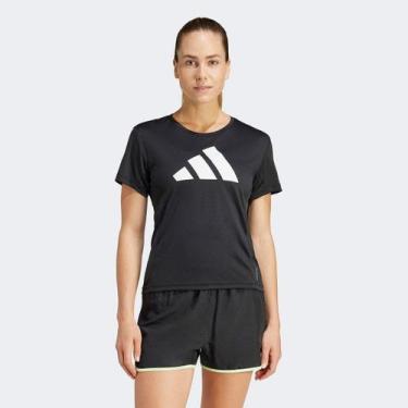Imagem de Camiseta Adidas Run It Feminina, Preto, Branco, P