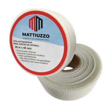 Imagem de Fita Telada Branca Autoadesiva Para Gesso Drywall 90m X 48mm - Mattiuz