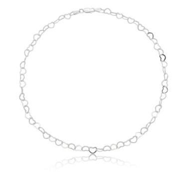 Imagem de Colar Corações - correntaria italiana em prata 925 com 40cm - Manga Ro