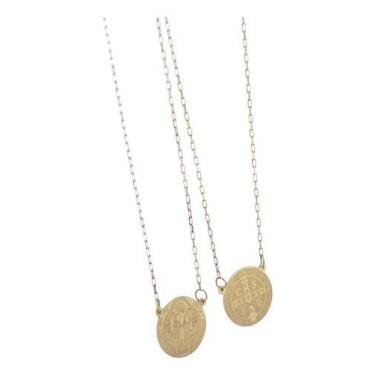 Imagem de Escapulário São Bento Ouro 18k 750 .85 Medalhas Redondas Sz - JOIE JOI