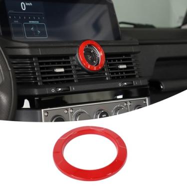 Imagem de Tumukiw 1 peça anel de ventilação tampa de acabamento central bússola anel de acabamento compatível com INEOS Grenadier 2020-2024 ABS ar condicionado saída acabamento acessórios interiores (vermelho)