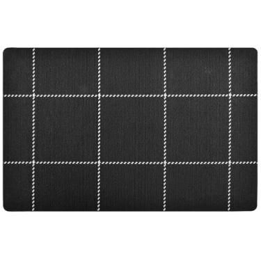 Imagem de Tapete de porta frontal xadrez preto personalizado para ambientes externos, absorvente, tapete de porta da frente para entrada, 81 x 50 cm