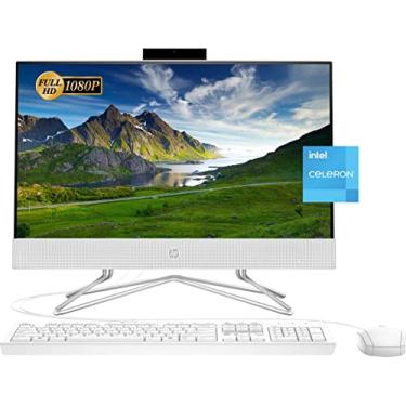 Imagem de HP Desktop multifuncional 2022, tela FHD de 21,5 polegadas, processador Intel Celeron J4025, 32 GB RAM, SSD PCIe de 2 TB, webcam, HDMI, RJ-45, teclado e mouse com fio, WiFi, Windows 11 Home, branco
