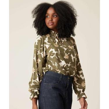 Imagem de Blusa Feminina Estampa Floral Amarração Marisa-74446, Bege, P