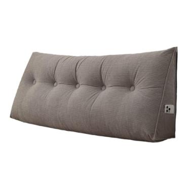 Imagem de CYTJHMD Almofada de cabeceira triangular, almofada de cabeceira triangular de madeira luxuosa, almofada de cabeceira de cunha de cor sólida para cama, sofá, quarto, cinza, 120 x 50 x 20 cm