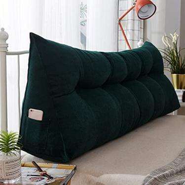Imagem de Cabeceira triangular grande reforçada, suporte de posicionamento do encosto, descanso de cama, almofadas de leitura, cabeceira, almofadas de cunha para sofá de quarto, tatami com capa removível, verde
