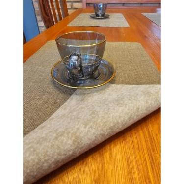 Imagem de Kit Jogo Americano Impermeável Juta Limpa Fácil para Mesa Posta – Conjunto 4 ou 6 Lugares (Marrom,2 Peças)