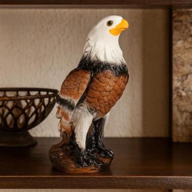 Imagem de Gavião Águia Gesso Espanta Pombo E Passarinhos Decoração Casa Jardim Estatua Enfeite Texturizado (Castanho)
