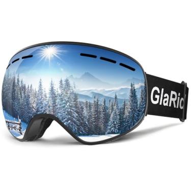 Imagem de GlaRid Óculos de esqui, óculos de snowboard para homens e mulheres, óculos de esqui OTG óculos de neve sem moldura anti-nevoeiro 100% proteção UV400 (preto)