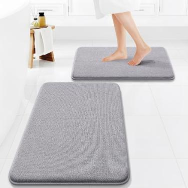 Imagem de OLANLY Conjunto de tapetes de banheiro de 2 peças, conjunto de tapetes de banho de espuma viscoelástica absorvente macio, antiderrapante, secagem rápida, tapetes de banho laváveis na máquina para
