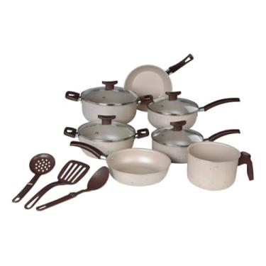 Imagem de Conjunto de panelas antiaderentes de 10 peças, branco