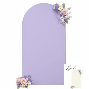 Imagem de Capa de fundo de arco roxo e creme de 2,5 m, capa de arco de casamento, pano de fundo elástico, festa de aniversário, lavanda lilás, roxo, arco de elastano, banquete, nupcial, chá de bebê, foto de