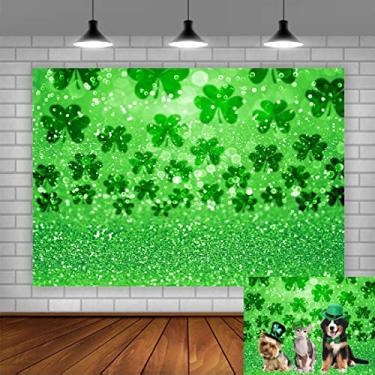 Imagem de Cenário fotográfico do Dia de São Patrício 1,5 x 0,9 m, fundo bokeh, decoração de festa de trevo da sorte para crianças, adultos, estúdio de cabine fotográfica
