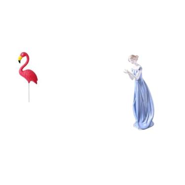 Imagem de Whtkoph Escultura de Flamingo para Jardim de Fadas, Estátua de Cerâmica para Senhora, Enfeite de Natal, Nórdica, Acessórios de Arte para