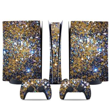 Imagem de Película de decalque para disco Ps5, capa adesiva de vinil de corpo inteiro para console e controle PlayStation 5 (edição de disco PS5, Blue Lightning) (Brwon Glitter, PS5 Digital Edition)
