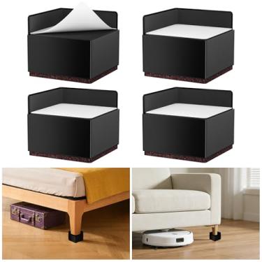 Imagem de ZDDLOINP Elevadores de cama para móveis de 5 cm, pacote com 4 peças de metal resistentes, elevadores de perna de mesa para mesa, mesa, sofá, armário, cama, elevadores de mesa com suporte de até 2,268