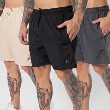 Imagem de Kit 3 Bermudas Masculinas Academia Treino Shorts Elástico Luzzoo-Masculino