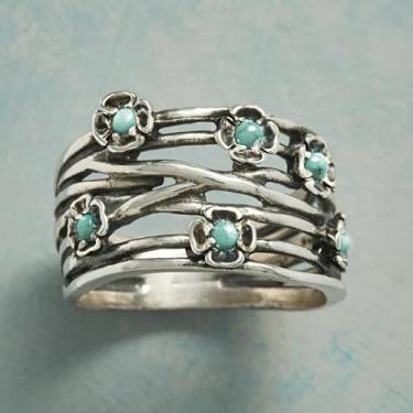 Imagem de 1 anel boho vintage com anéis de cobre turquesa cintilante, 8, Metal, Sem pedra preciosa