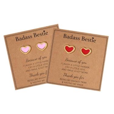 Imagem de Brincos femininos modernos para dia dos namorados 2026, rosa, vermelho, coração, aço inoxidável, para amigas, namorada, esposa, mãe, Acrílico, Sem pedra preciosa