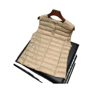 Imagem de Colete Feminino Sem Mangas De Pluma 90% Penas De Pato Branco Ultra Lev
