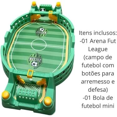 Imagem de Arena Fut League Mini Jogo Futebol de Mesa, 2 Jogadores, Verde, Plástico ABS, 24x12x3cm, com Bola, 64g