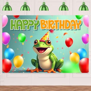 Imagem de Faixa de sapo com tema animal de fundo para fotografia de feliz aniversário, festa de casamento, suprimentos de decoração de cabine de fotos