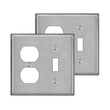 Imagem de Placa de parede de metal BESTTEN 2-Gang em aço inoxidável 11,5 x 11,6 