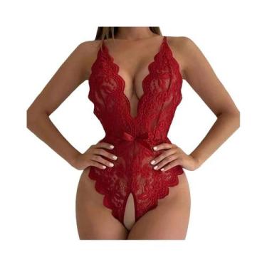 Imagem de Conjunto De Sutiã Sem Fundo Em Renda Vermelha Para Mulheres, Lingerie 