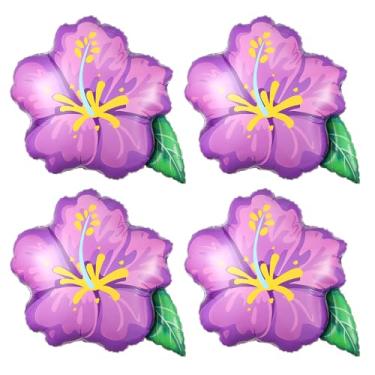Imagem de Balões tropicais de verão, balões havaianos luau decorações de festa de aniversário (roxo hibisco)