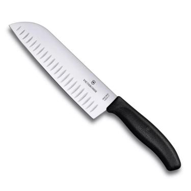 Imagem de Faca Victorinox Santoku Swiss Classic, Lâmina com Sulcos Extremamente Afiada, 17cm,Preta, 6.8523.17G