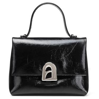 Imagem de LA FESTIN Bolsas transversais femininas pequenas de couro com alça ajustável, Preto