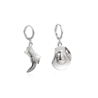 Imagem de Roupas de concerto country para mulheres, chapéu de vaca, brincos de argola, brincos neon, faroeste, retrô, acessórios de vestido country, Metal, Sem pedra preciosa