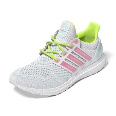 Imagem de adidas Tênis feminino Ultraboost 1.0, Branco/Rosa Bliss/Limão lúcido, 40
