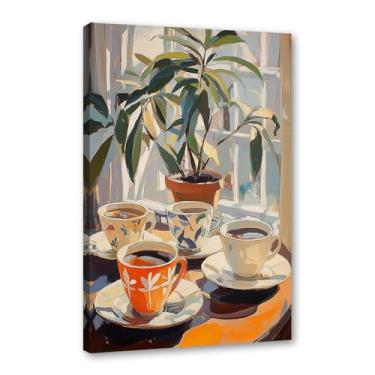 Imagem de Pintura em tela vintage de pôster-comida para parede, cafeteria de viagem italiana, quente, cozinha, café, bar, decoração (SKU1,27.9 x 35.6 cm = (28 x 35 cm), emoldurada (tela embalada))