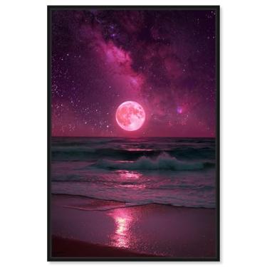 Imagem de Arte de parede de astronauta com impressão em tela Shimmering Sea II por Art Remedy, moldura preta, 25 x 38 cm